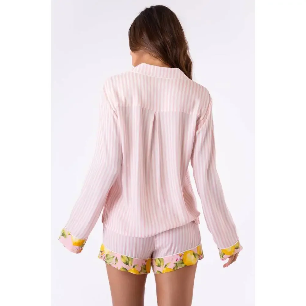 NEW PJ SALVAGE in full bloom long sleeve pajama top in pink dream